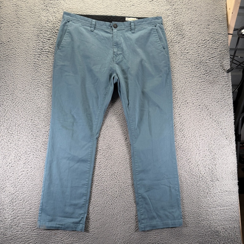 Volcom True To This Pant Mens 40x30 Blue Cotton Chino Straight Business Stretch